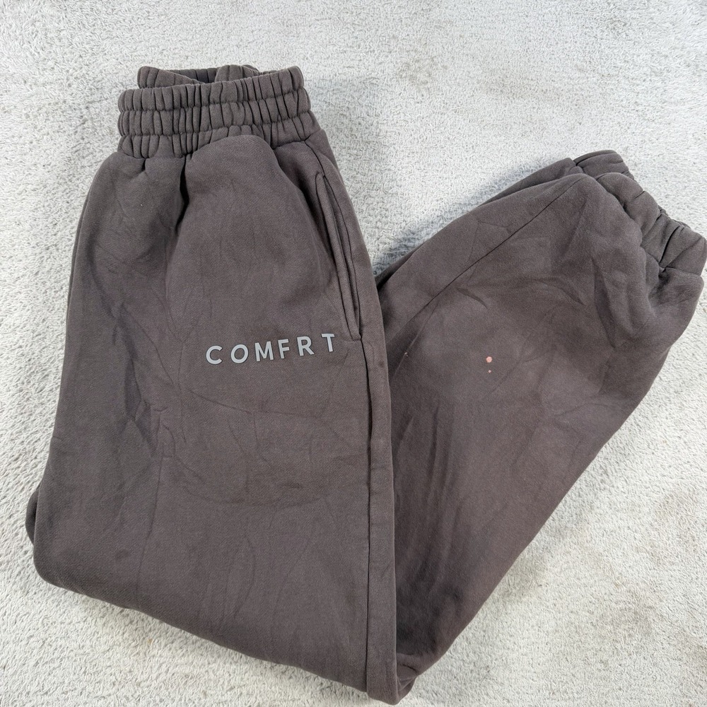 Comfrt Joggers Mens Medium Grey Fleece Pocket Casual Sweatpants Gym